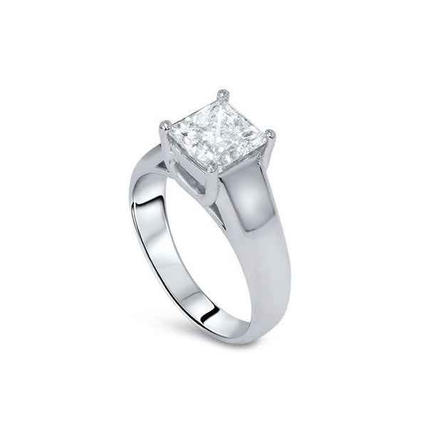 1ct Solitaire Princess Cut Diamond Engagement Ring 14K White Gold 1ct Solitaire Princess Cut Diamond Engagement Ring 14K White Gold